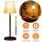 Cordless Table Lamp Rechargeable RGB Touch Desk Lamp 7 Color Bars Dimming Light