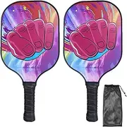 Pickle Ball Racket Family Set | 2X Lightweight Pick Rackets,Lightweight Fiberglass Paddles, Pickle Ball Paddle, Sports Pickle Ball Paddle, Lightweight Pick Rackets for Men Outdoor
