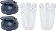 Blender Cup Lid Set Transparent Sturdy Durable Replacement for 600W 900W Juicer Large Capacity Easy to Clean BPA Food Grade PP ABS Plastic 24OZ