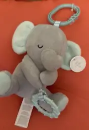 NWT! Mint CARTER'S / Carters GRAY Plush ELEPHANT Baby RATTLE TEETHING TOY