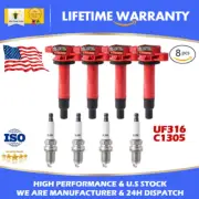 4 Ignition Coil& Spark Plug For Toyota Yaris Echo Prius Scion xA xB 5C1293 UF316