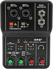 Dpofirs Professional Mixer Sound Board Console, 48V 2 Channel Desk System Interface Digital USB Power Supply with a High Accuracy 16 BIT, 48KHZ Audio Resolution