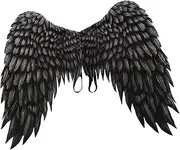 Hellery Large Adult Angel Wings Costume Accessory Cosplay Fancy Dress Theme Party Carnival Mardi Gras Supplies, Black