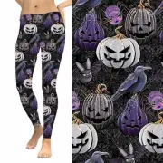 Halloween Pumpkin Spider Bat w/ Pockets Women's Leggings TC Plus Size 12-18