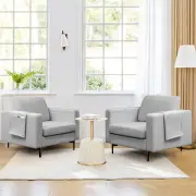 CostwayUpholstered Single Sofa Chair with Magazine Caddy Holder for Living Room