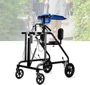 Stand Upright Rolling Walkers Height Adjustable Seniors Standard Walker With 4 Wheels Aluminum Alloy Rehabilitation Auxiliary Walker