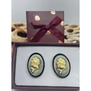 Mermaid Ocean Siren Beach Gothic Cuff links Black Silver Cameo Cufflinks Silver