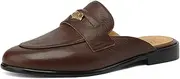 [TinaCus] Women's Round Toe Soft Genuine Leather Handmade Flats Comfortable Mules