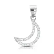Sterling Silver Cubic Zirconia Crescent Moon Pendant