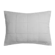 Bambury French Flax Linen Silver Quilted Pillow Sham