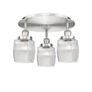 Innovations Lighting 916-3C-10-18 Colton Flush Colton 3 Light - Satin Nickel /