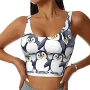 [LHDGBNV] Sports Bras for Women, U Back Removable Womens Tank Tops Many Cute Baby Penguins Sketch Funny Yoga Print Workout Bras