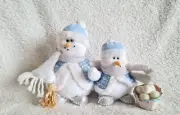 Christmas Festive Soft Plush Snowmen Decoration 2 x Sizes Attached Brand New