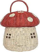 Rattan Mushroom-Shaped Storage Basket, 11 Inch Handmade Wicker Mushroom Shaped Basket Cute Woven Storage Organizer Children Photography Props