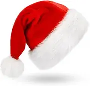 BOSONER Christmas Hat Santa Hat,Xmas Hat Holiday for Adults Kids,Unisex Velvet Comfort Christmas Hats,Extra Thicken Classic Fur for Christmas Eve Gifts New Year Festive Holiday Party Supplies