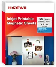 Hartwii Bulk Printable Magnet Glossy Sheets for inkjet printer Make Refrigerator Photo 13.5mil 8.5 x 11 inches 50Sheets Thick magnetic printer paper for cricut