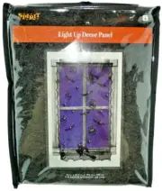 Witch & Bats Light Up Decor Panel Halloween Pumpkin Spider Webs Curtain Black