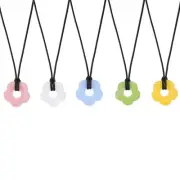 Flower Charms, 5Pcs Pendant Necklace, Pink/Sky Blue/Yellow/Light Green/White