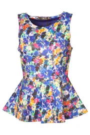 Floral Fantasy Peplum Top--FA-4621