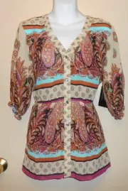 Nicole by Nicole Miller Soho Tunic Chiffon Blouse & Cami Magenta Six (6) NWT