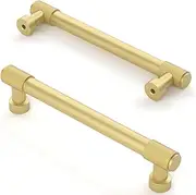 Asidrama 10 Pack 5 Inch(128mm) Brushed Gold Cabinet Pulls Knurled Cabinet Handles Cupboard Handles Gold Kitchen Cabinet Hardware for Cupboard Drawer Pulls