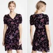 NWT! Rebecca Minkoff Arlette Floral Velvet V-neck Mini Dress Size: 6