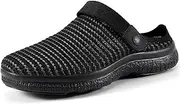 [Sisttke] Clogs Slippers Men Women Mules Garden Shoes Summer Garden Clogs Breathable Non-Slip Sandals, Pure Black B, 44 EU