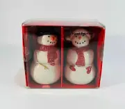 St. Nicholas Square Yuletide Christmas Snowman Salt and Pepper Shaker Set New