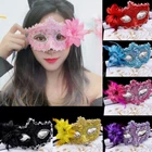 Venice Halloween Mask Side Flower Rose Lace Mask Makeup Ball Party Mask _co