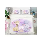 3D Giraffe Rabbit Elephant 122 Bed Pillowcases Quilt Queen Size
