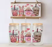 Cafecito Chisme 16 oz Libby Glass Can Latte Tumbler, Iced Coffee, Lid and Straw