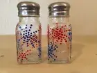 Memorial Day, Hand Painted, Red, White and Blue Patriotic Salt & Pepper Shakers