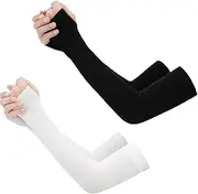 [Lunavara] 2 Pairs Arm Sleeves, Sun Protection Compression Cooling for Men Women Youth Arm Support for Cycling Baseball Basketball Driving, Compression Sleeves