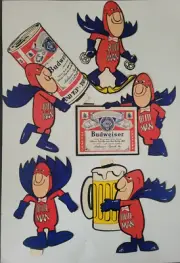 BUD MAN Set of 5 STICK-ONS VINTAGE 1970s ANHEUSER-BUSCH ADVERTISEMENT UNUSED (1)