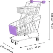 Miniature Shopping Cart Mini Metal Shopping Cart Supermarket Handcart Double