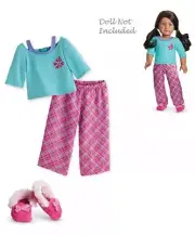 American Girl Petals And Plaid PJs Set - BNIB - CUTE! And SLIPPERS! Pajamas