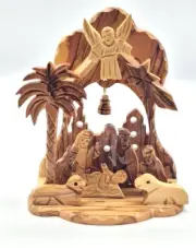 Nativity Manger Stable Creche Olive Wood Carved Bethlehem Holy Land Christmas