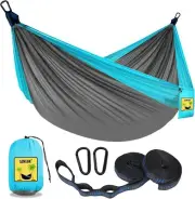Camping Hammock Double & Single Portable Hammocks with 2 Tree Straps Carry Bag