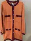 CHANEL COCO Logo Button Cashmere Cardigan New W/Tag size:40 Khaki & Light Orange
