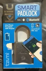 New in Box TZUMI KLIC Smart Padlock Bluetooth Keyless USB Apple Android Lock