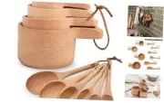 10 Piece Measuring Cups and Measuring Spoons Set, Handcrafted Wood Measuring