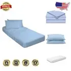 Luxurious Light Blue Cot Sheet Set - 400TC Egyptian Cotton, 4-Piece, Deep Pocket