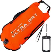 Swim Buoy Tow Float Highly Visible Swimming Float Dry Bag with Adjustable Waist Belt, Carry Strap, Waterproof Phone case for Open Water, Water Sports, Swimming 28 l Orange