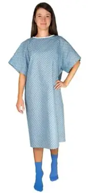 Careoutfit 3 Pack - Blue Hospital Gown with Back Tie/Hospital Patient Gown wi...