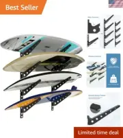 4 Board/6 Board Horizontal Surfboard Rack, Adjustable Surfboard Wall Mount Di...