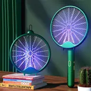 3-in-1 Electric Fly Swatter Mosquito Killer Racket Bug Zapper Insect Trap 800mAh USB Charging Foldable Design UV Light I