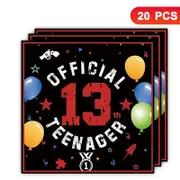 13th Birthday Official TeenagerTheme Luncheon Napkins 20PK - Kids Birthday Party Tableware