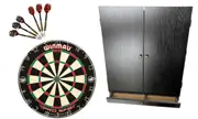 Winmau PRO SFB Dart Board and Tex Darts Black Cabinet with Storage Drawer