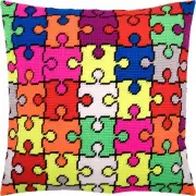 DIY Needlepoint/Tapestry Pillow Kit "Puzzle" 16x16 in / 40x40 cm