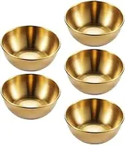 Ipetboom 5pcs Stainless Steel Sauce Dishes Dipping Bowls Seasoning Dishes Stainless Steel Small Metal Bowls Round Appetizer Plates Seasoning Bowls Small Sauce Dishes for Home